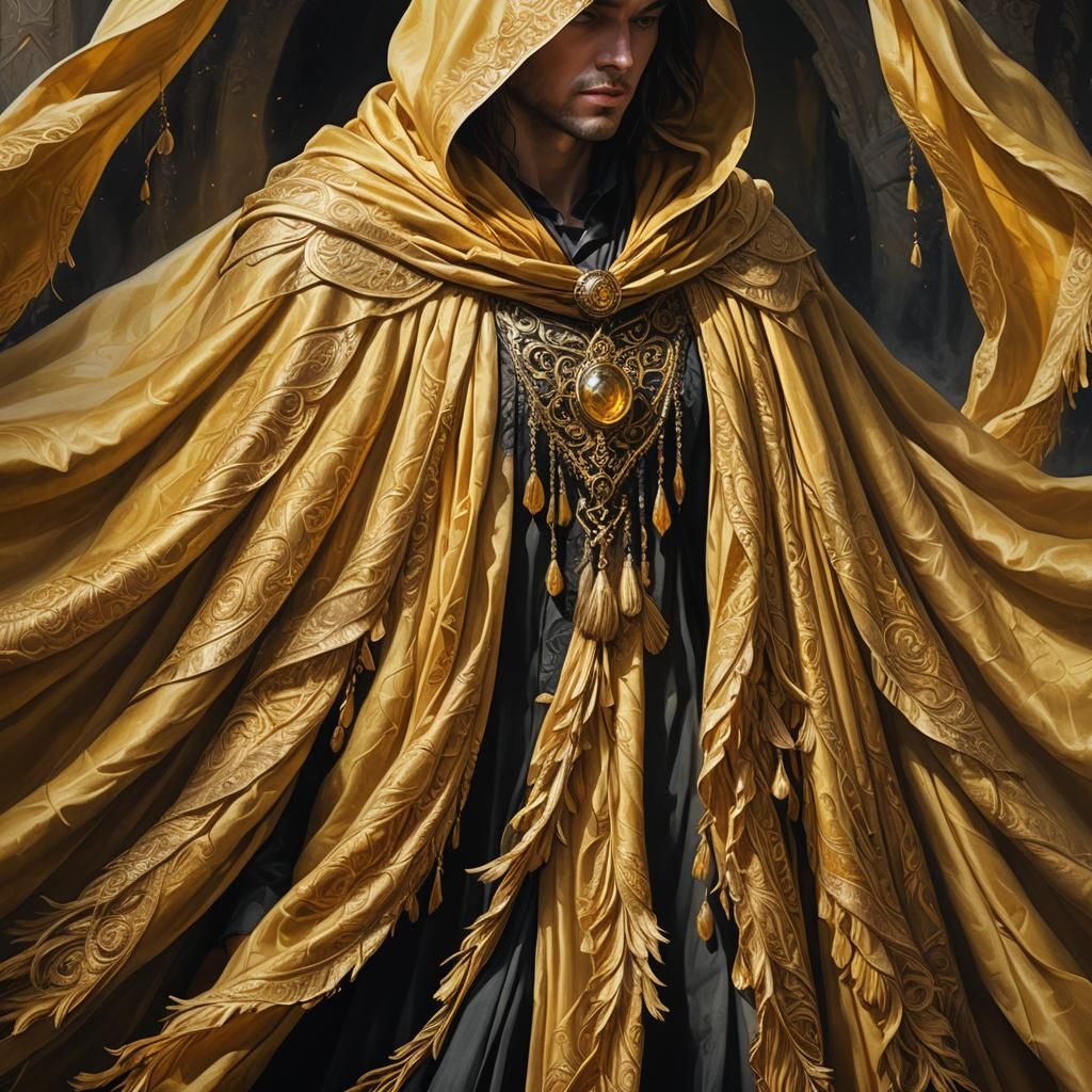 Golden Lit Yellow Cape in Fantasy Concept Art