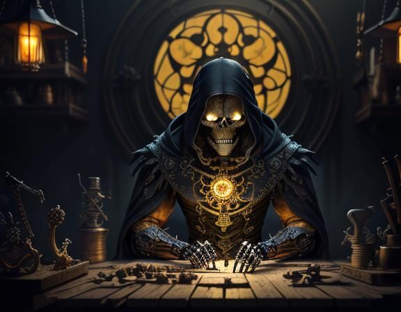 Furry Skeleton Bone Repair, Dark Fantasy Art