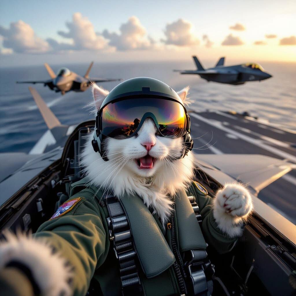 Cat Pilot Takes Selfie in F-35C Formation at Sunset