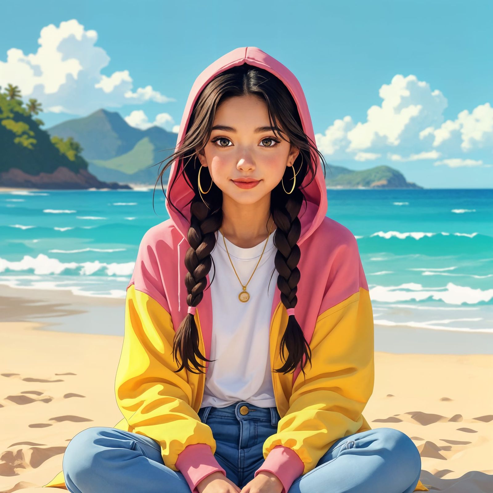 Peaceful Beach Scene in Vibrant Colors