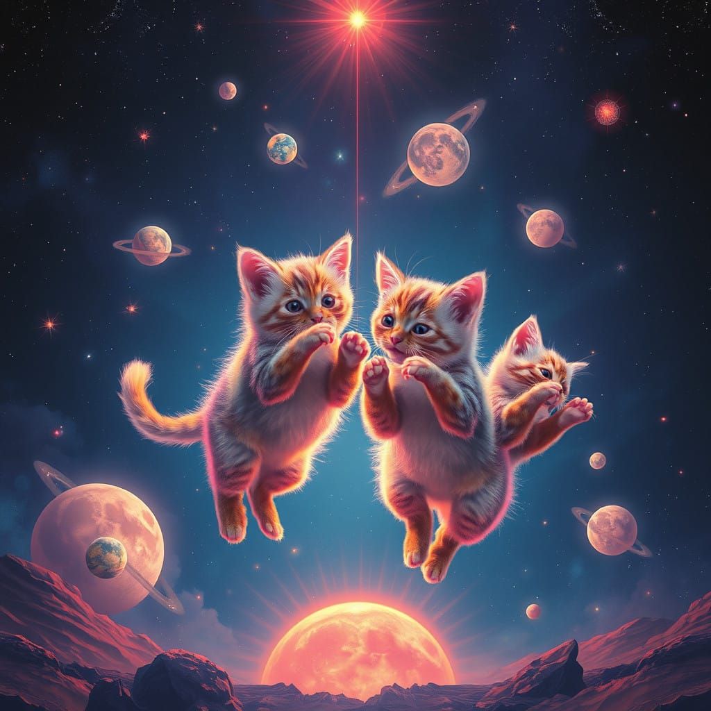 Ethereal Kitten Constellations in a Cosmic Dreamworld