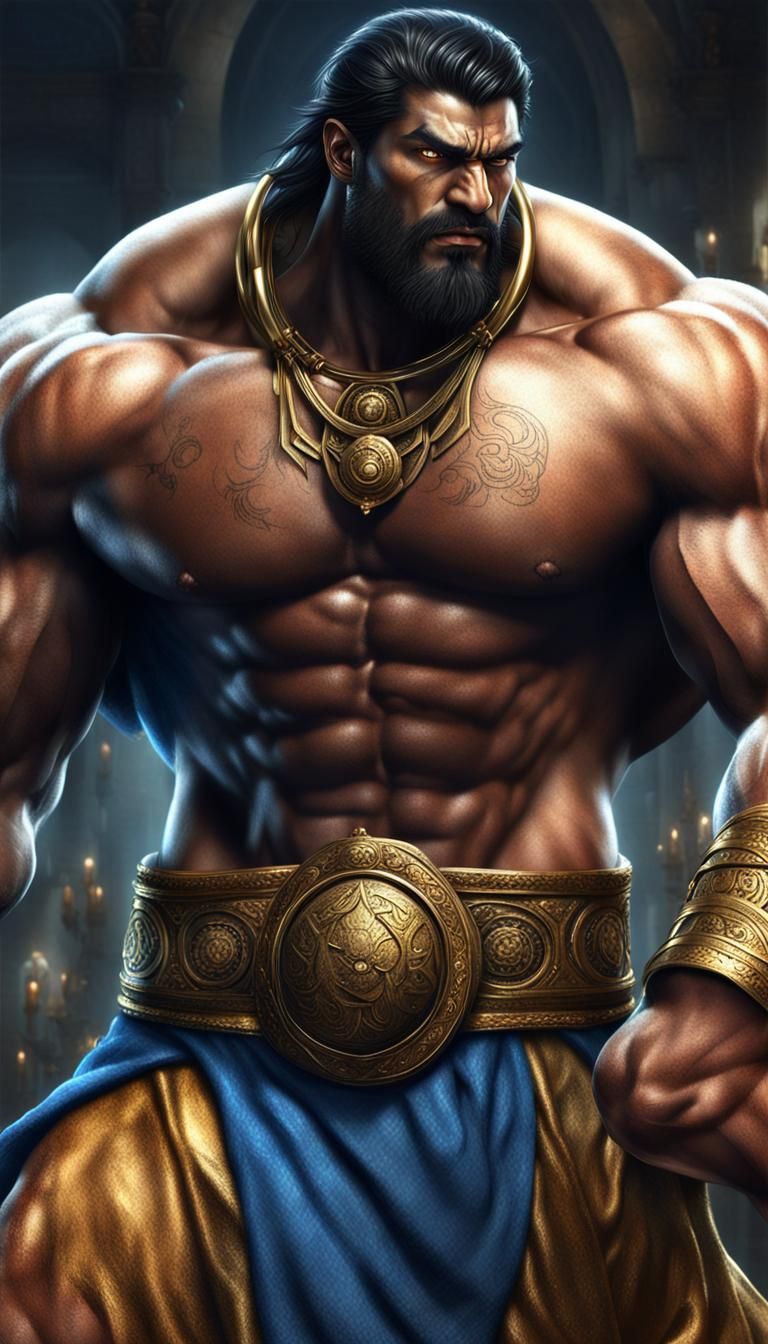Photorealistic Image of a Muscular Persian Djinn