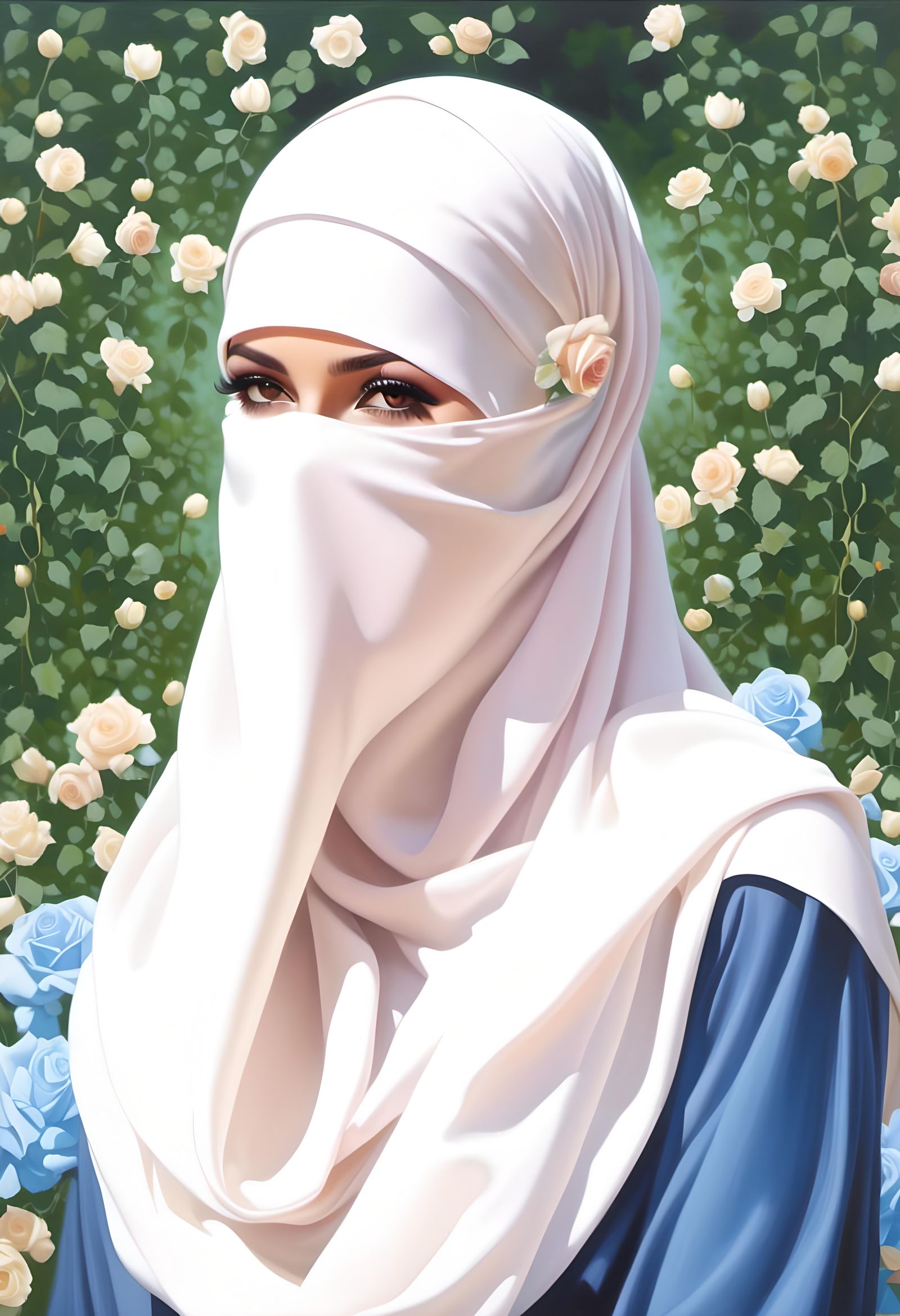 Beautiful Niqabi Woman Portrait in Oil Painting Style