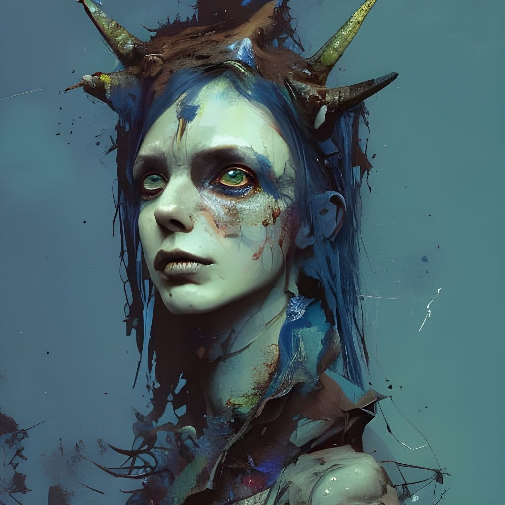 Anthropomorphic Witch Portrait in Deep Color Fantasy Art
