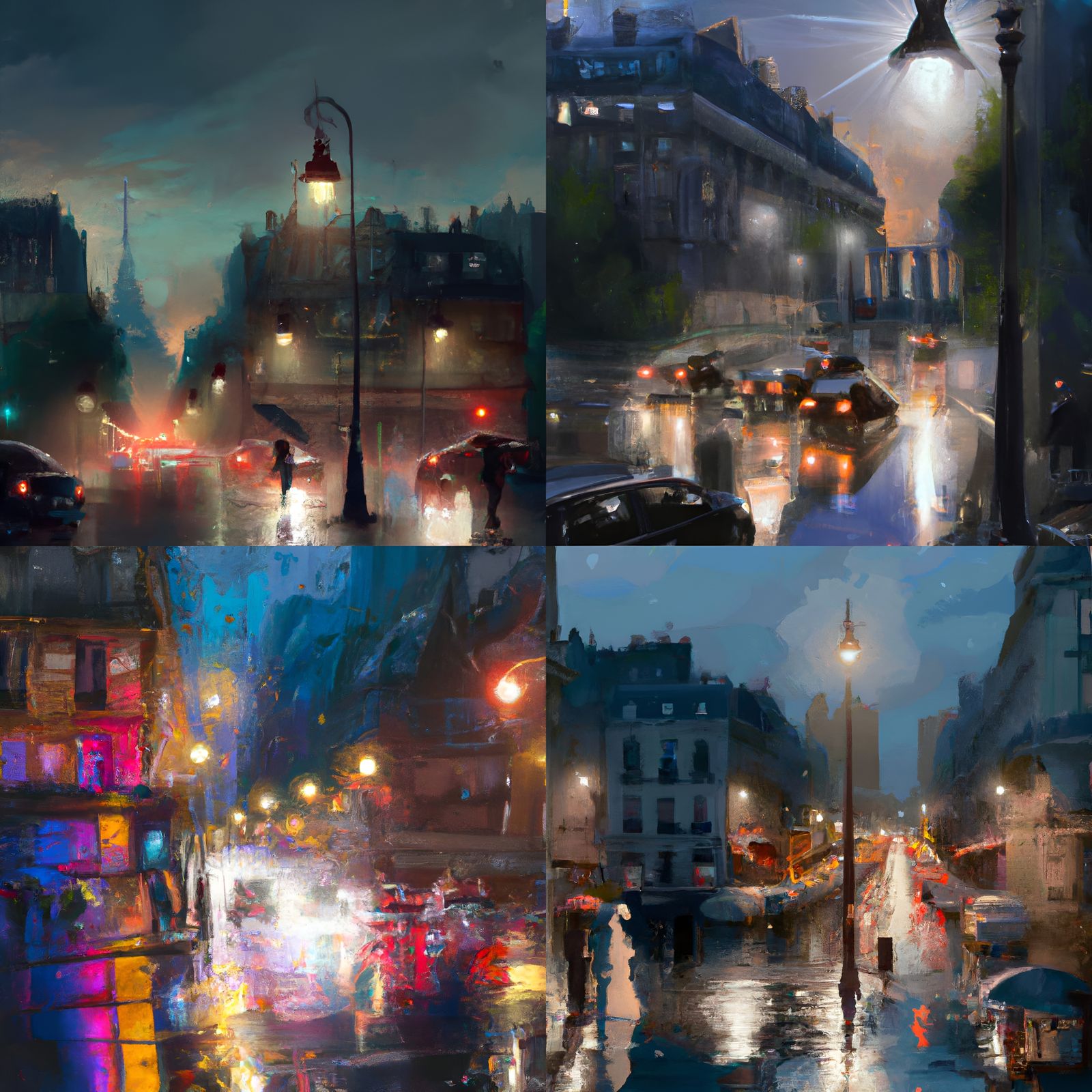 Paris at Night in Rain: Hyperrealistic Digital Painting