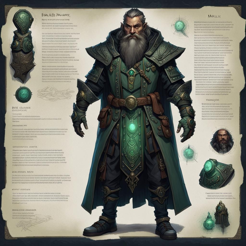 D&D Dark Dwarf Artificer Character Sheet