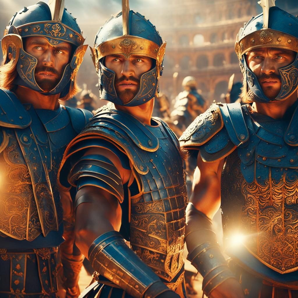 Epic Roman Gladiators in Ancient Colosseum