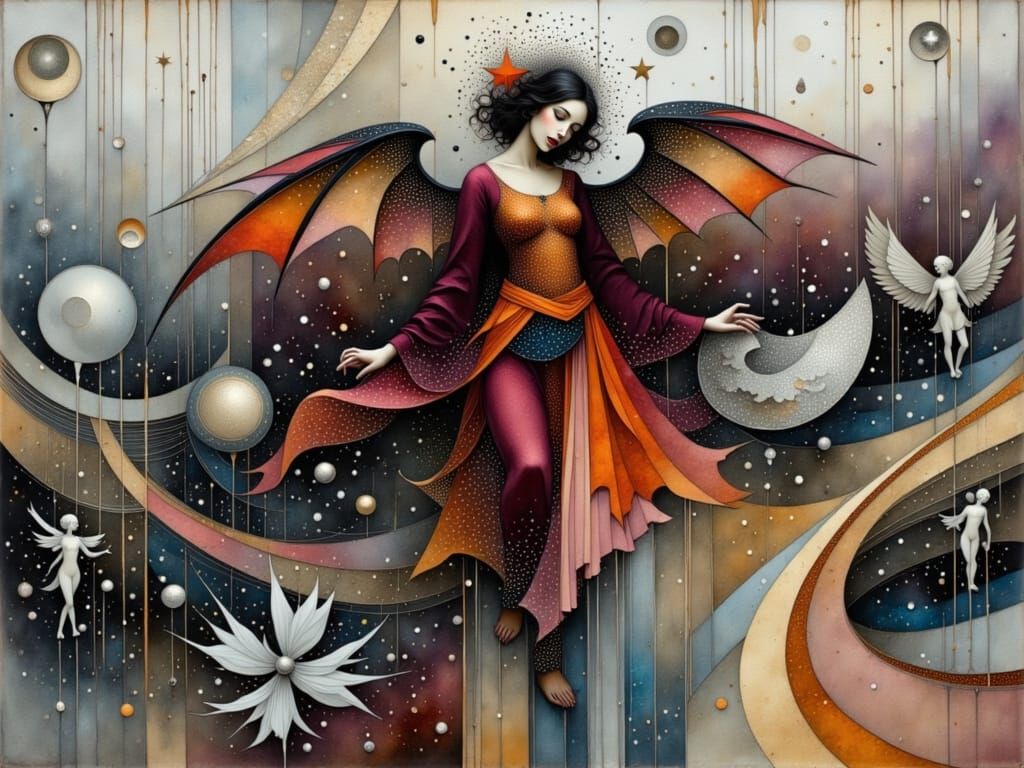 Pyralis Demon Descent Amidst Angelic Figures