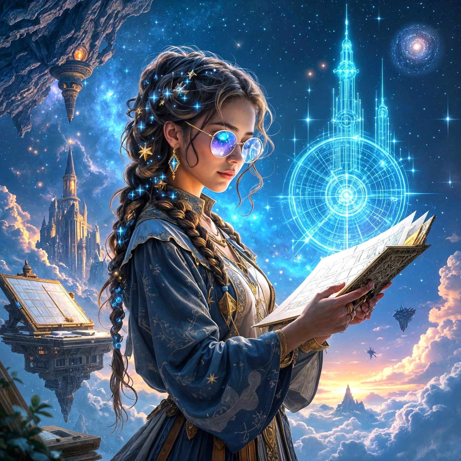 Celestial Architect Designing Cosmic Structures in Hyper-Fan...