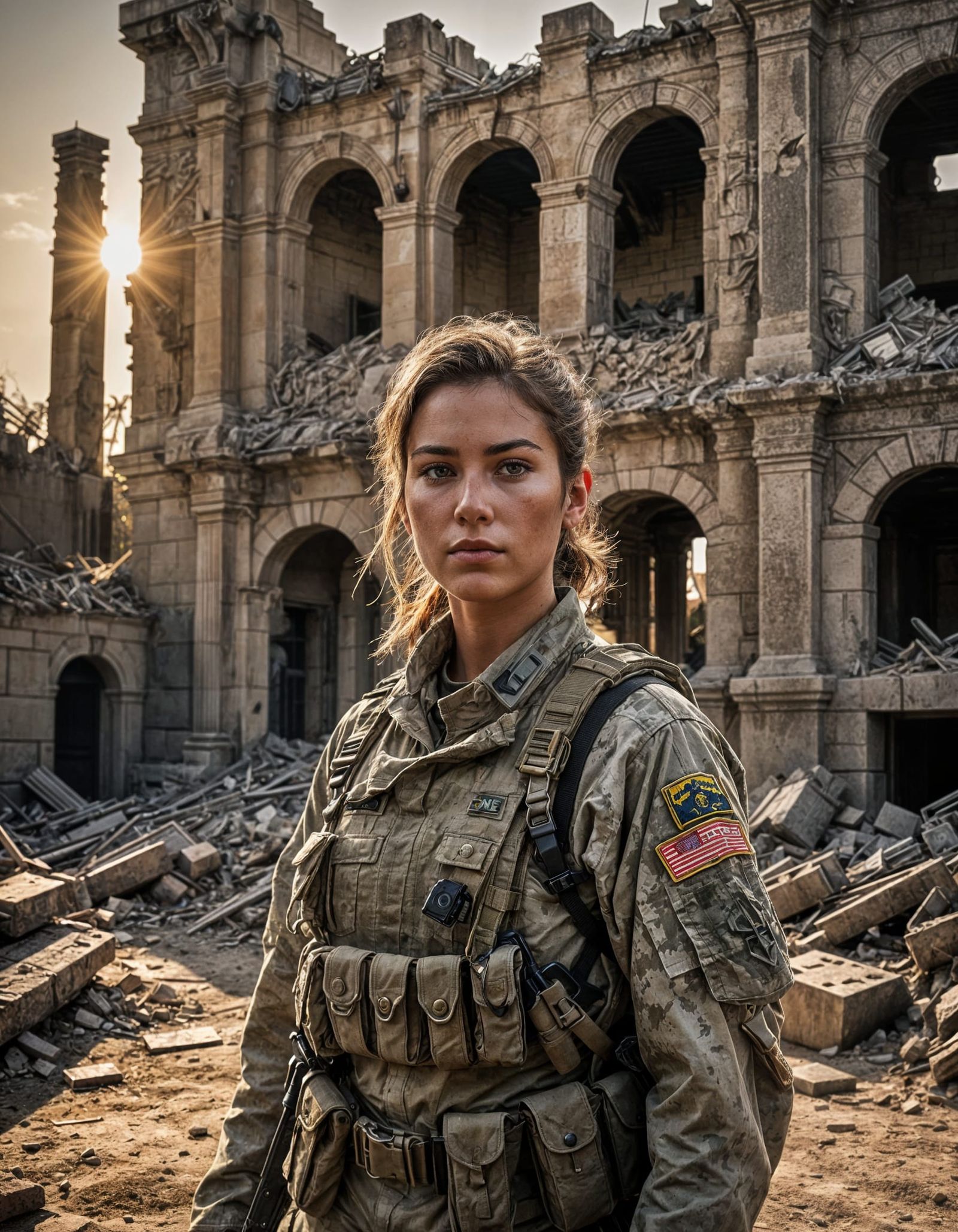 American Marine Soldier in Apocalyptic Setting