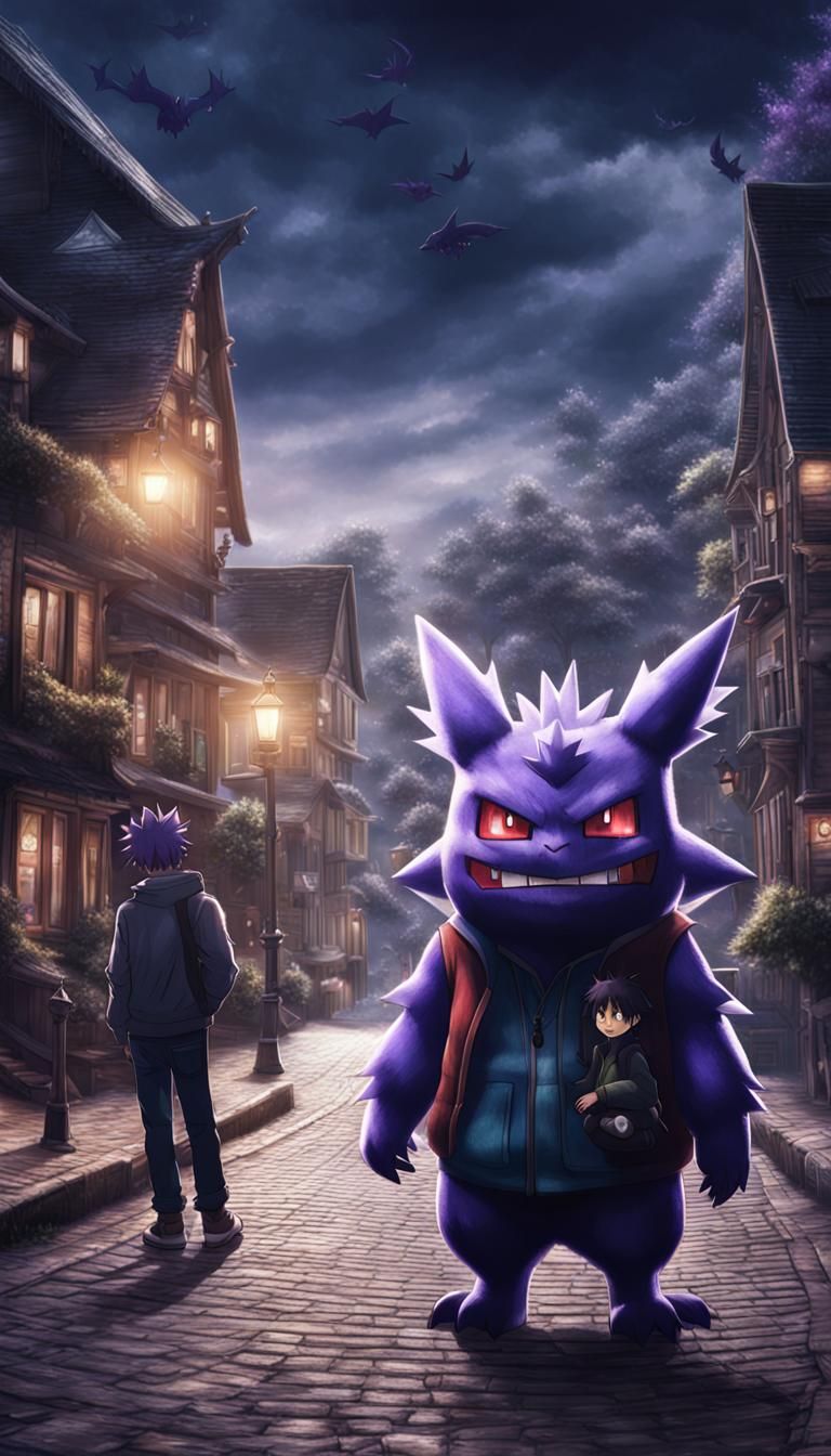Pokemon Trainer Sven and Gengar in Hometown