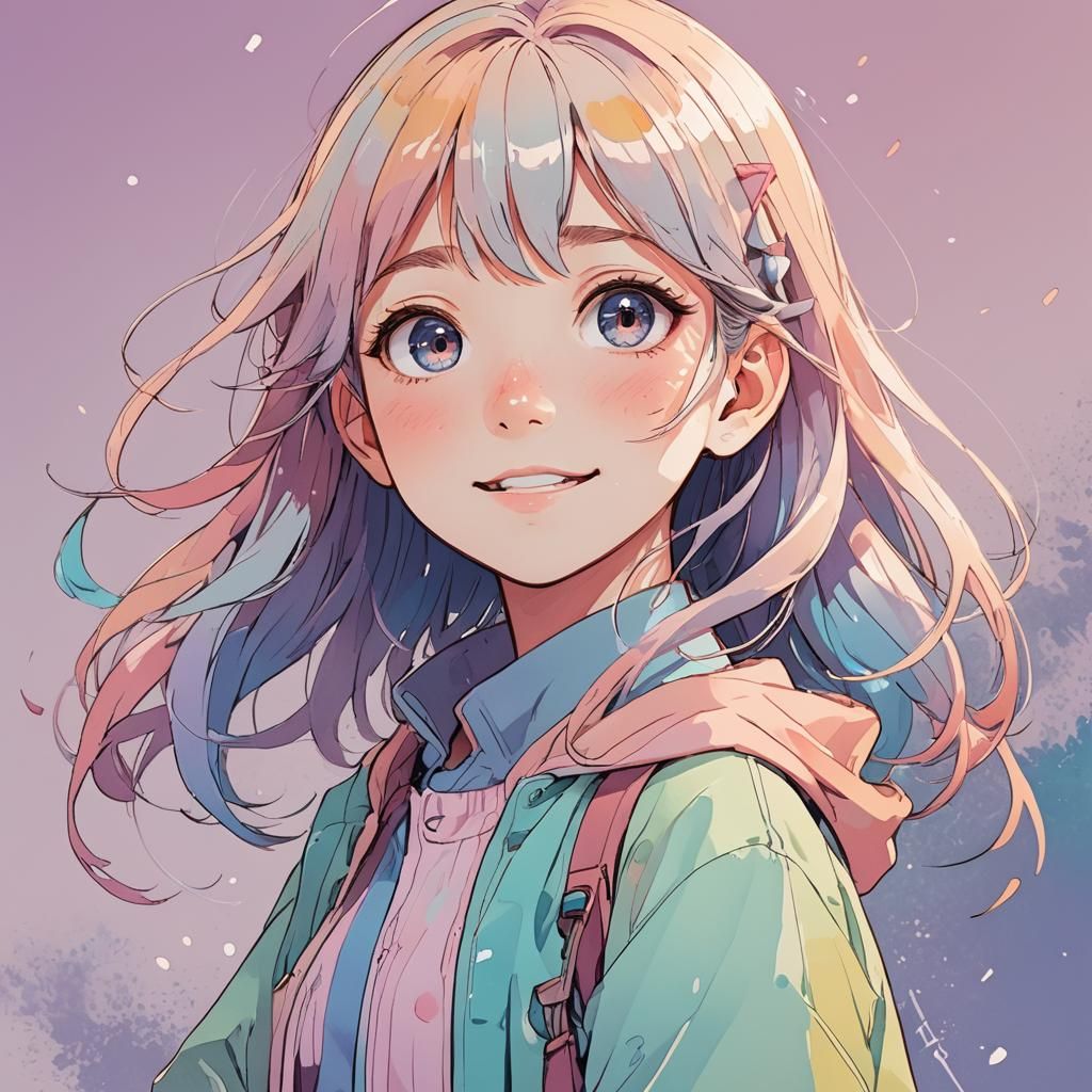 Happy Manga Girl in Studio Trigger Style