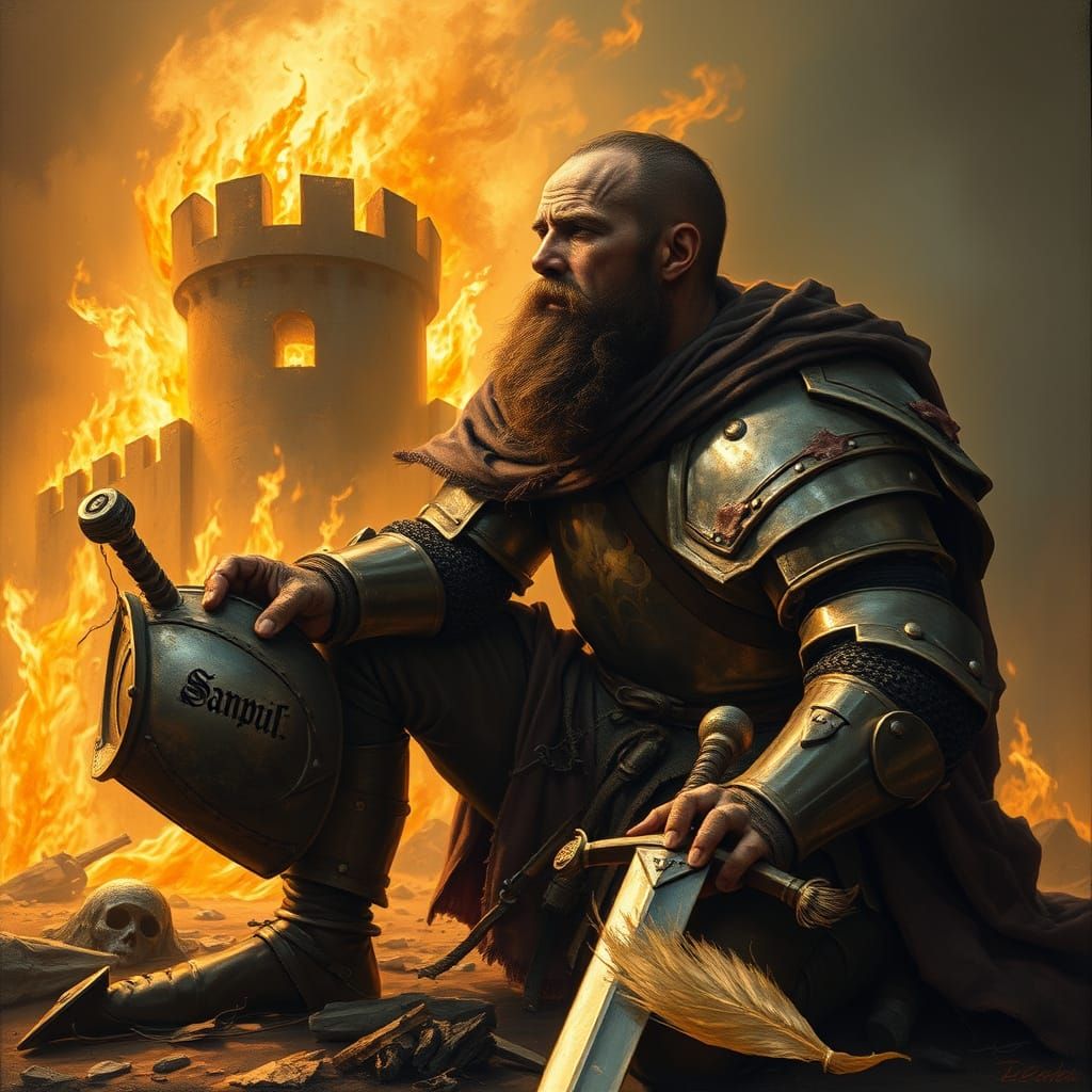 Resolute Knight in Ashes of Burning Castle