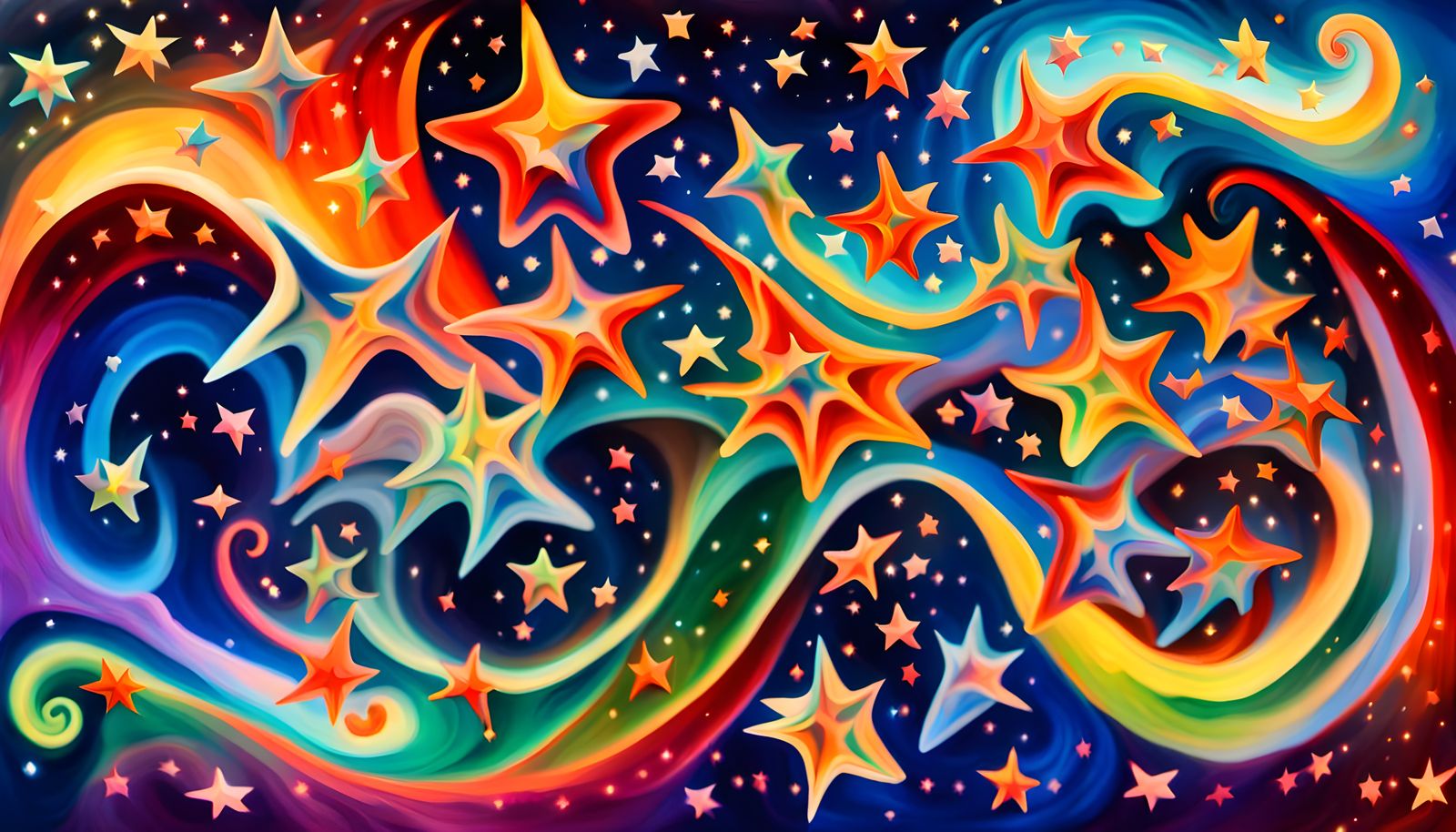 Iridescent Cosmic Firestorm in Impasto Painting Style