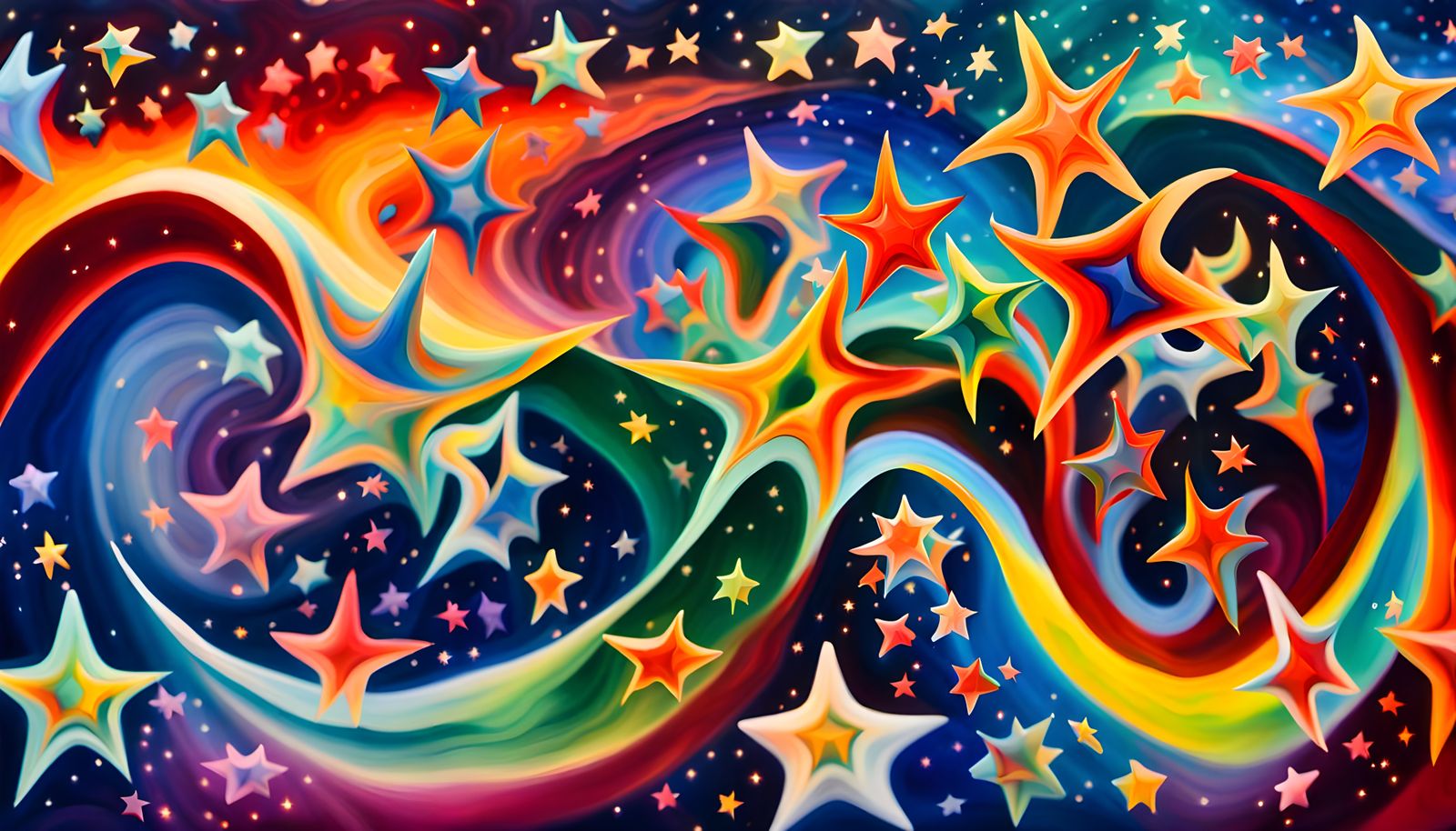 Iridescent Cosmic Firestorm in Impasto Oil Paint Style