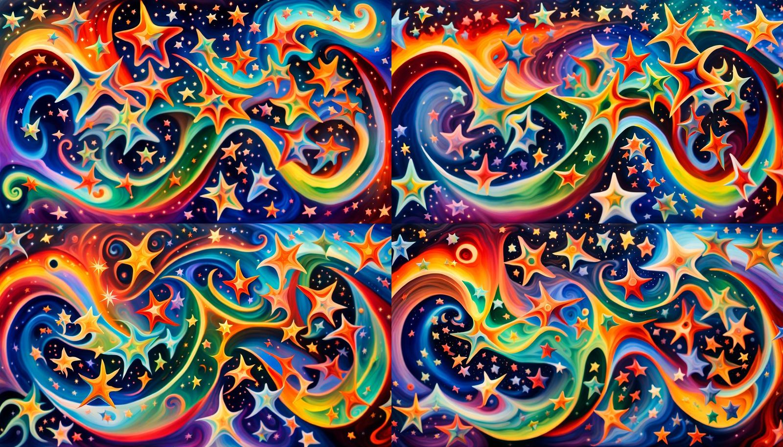 Iridescent Cosmic Firestorm Eruption as Impasto Painting