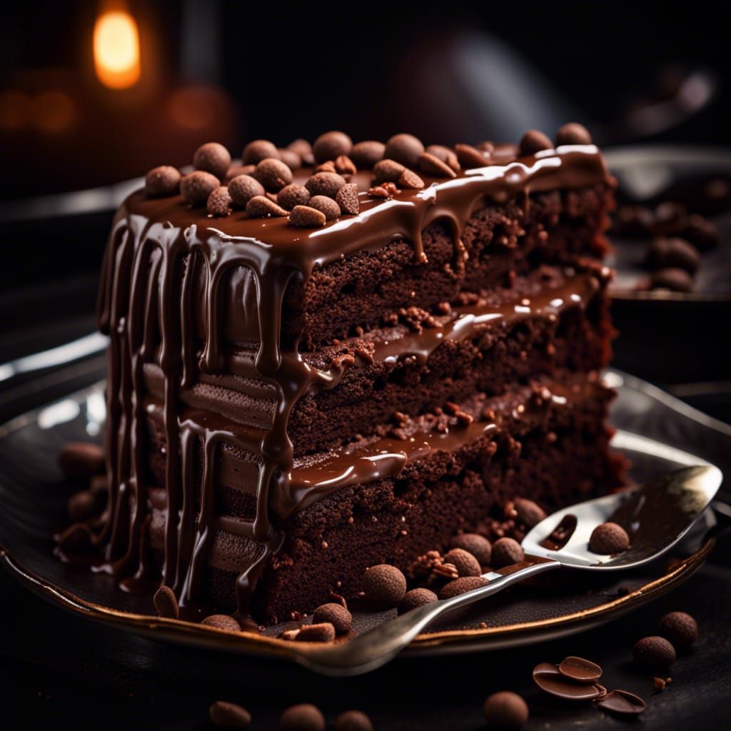 Hyperrealistic Chocolate Cake with Intricate Details