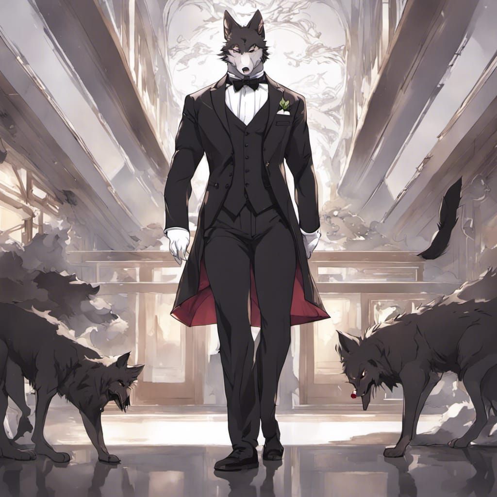 Obese Wolf in Tuxedo: Anime Style