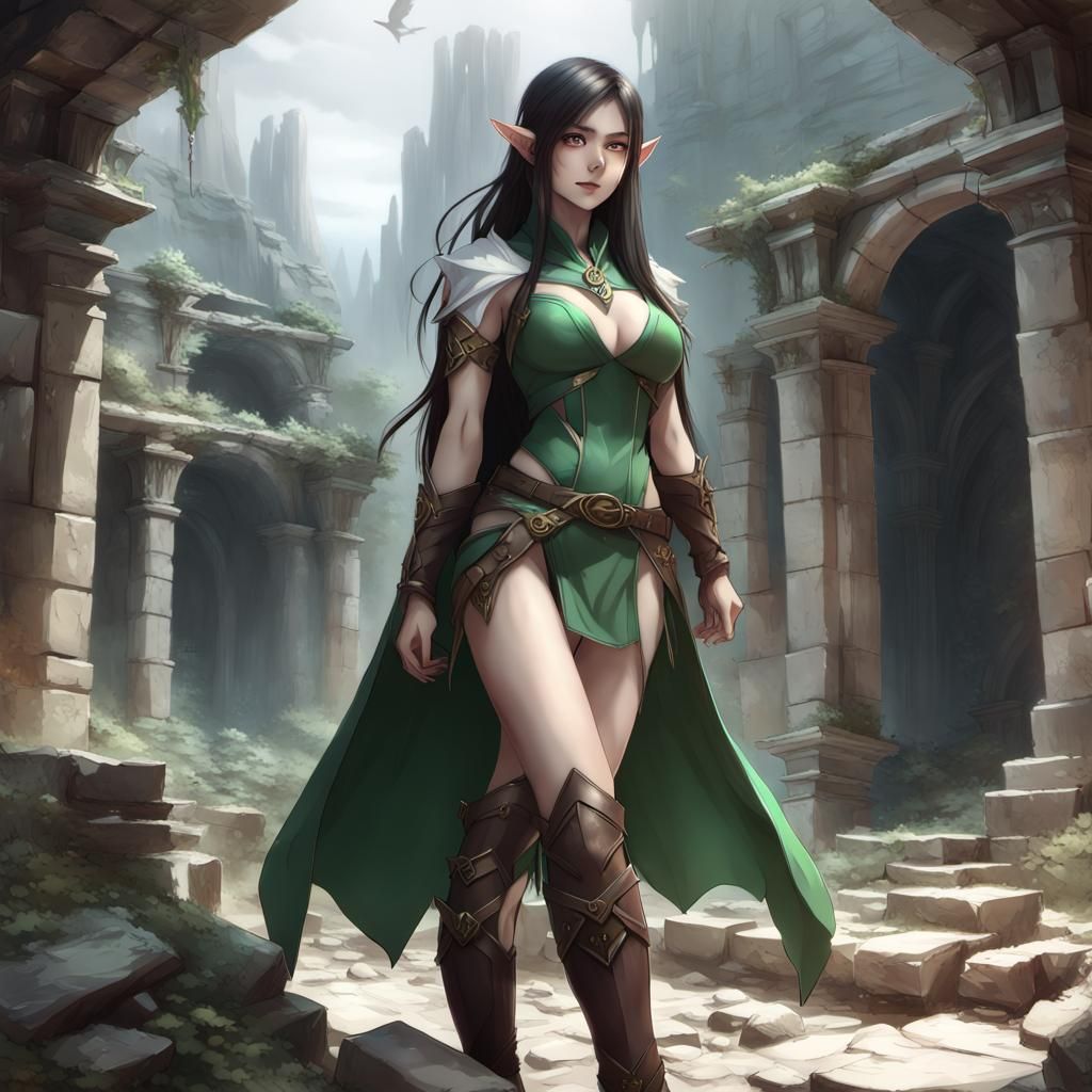 Elf mage anime style