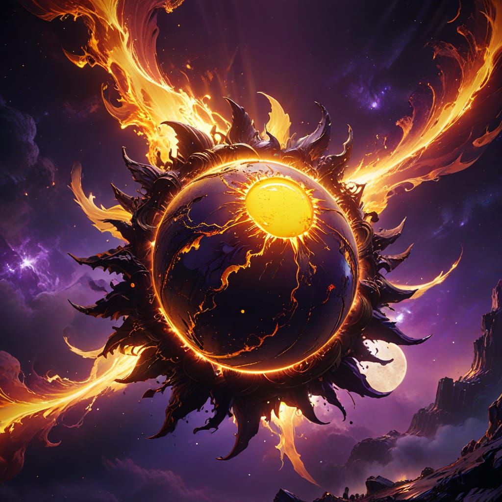 Hyper-Realistic Sun in Dark Fantasy Style