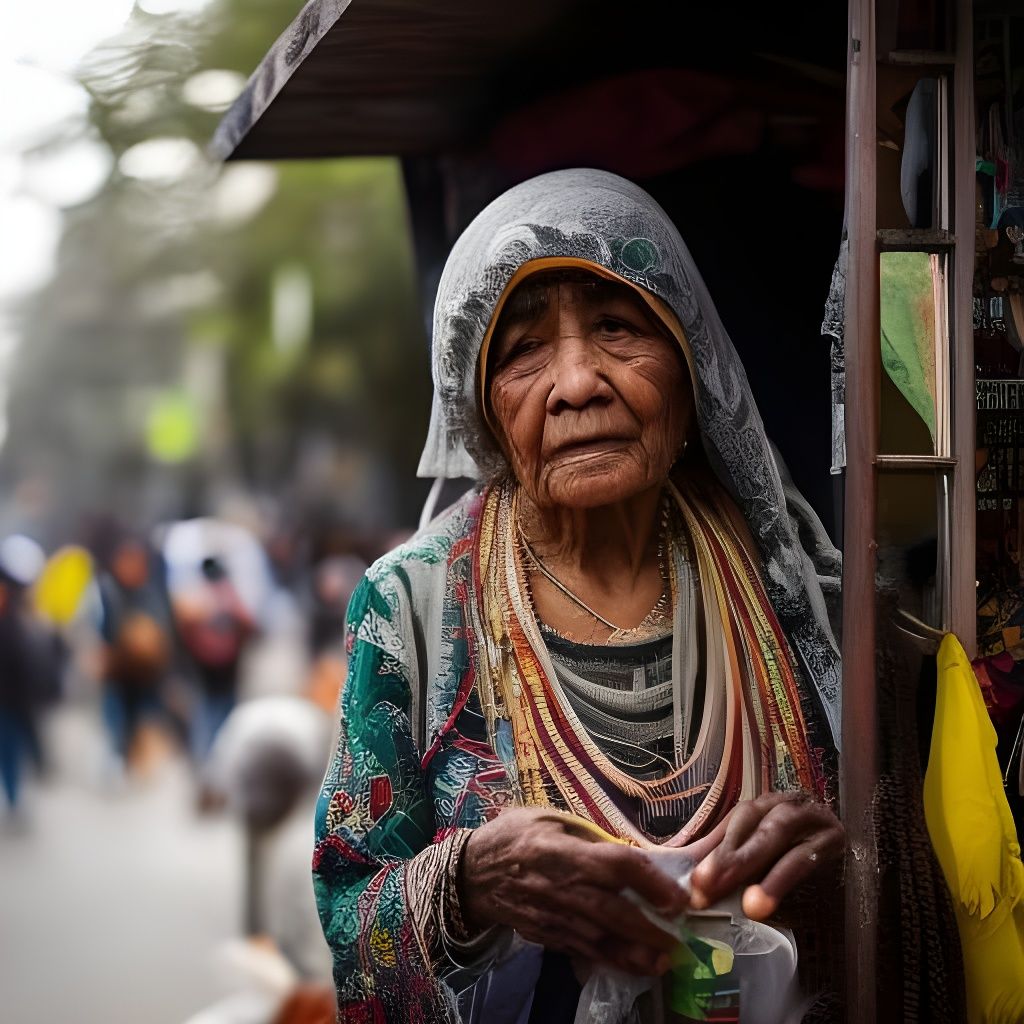 Homeless Latina Grandmother: Dramatic Street Sketch