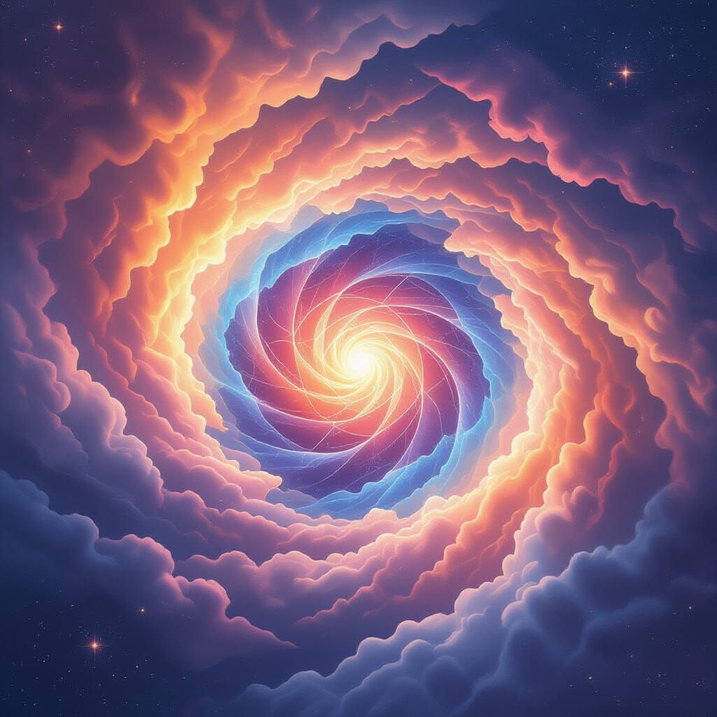 Cosmic Entity in Holographic Illustration Style