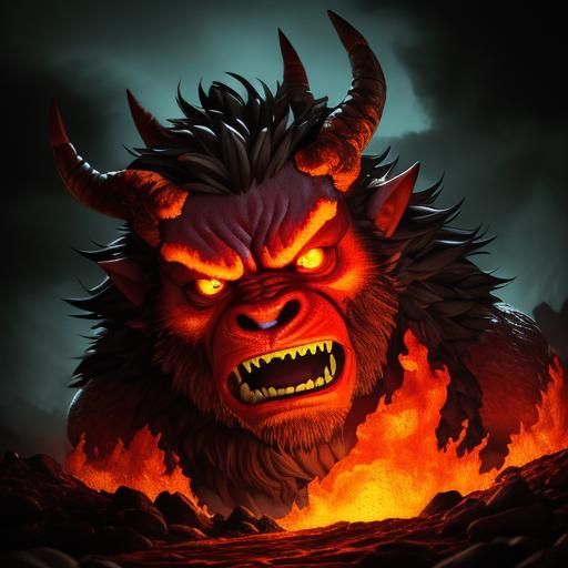 Fiery Beast Emerges: Hyperrealistic Digital Art