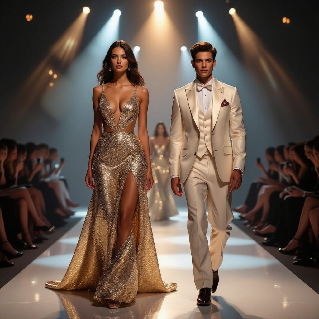 Elegant Couple in Glittering Nightclub