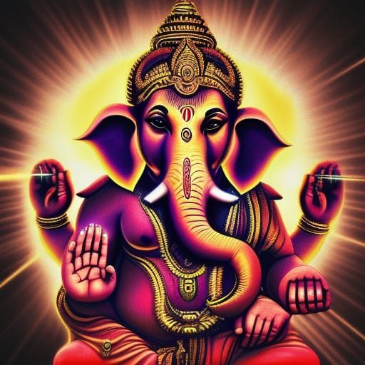 Ganesha Fires Laser Beams in Astral Illustration