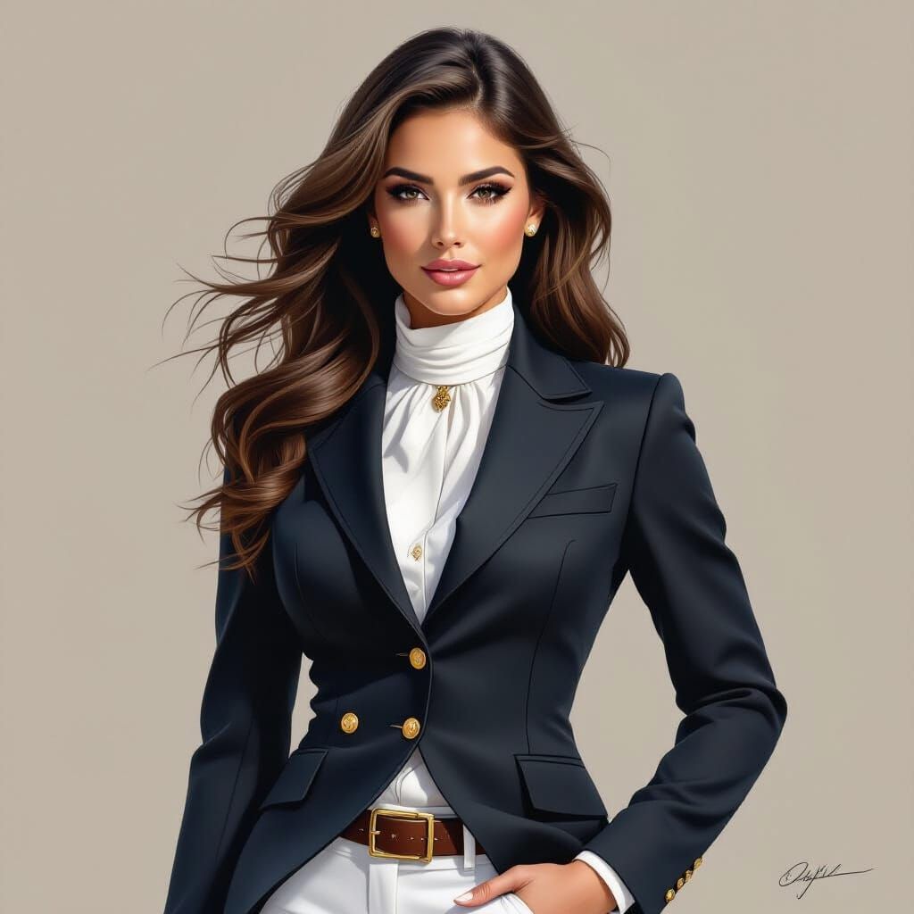 Equestrian Portrait in Oil Painting Style