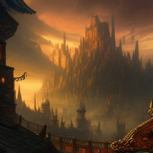 Fantastical Thieves Guild Matte Painting in Deep Color