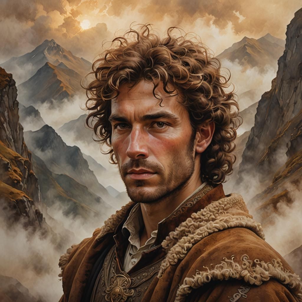 Fantasy Portrait: Man in Misty Mountains