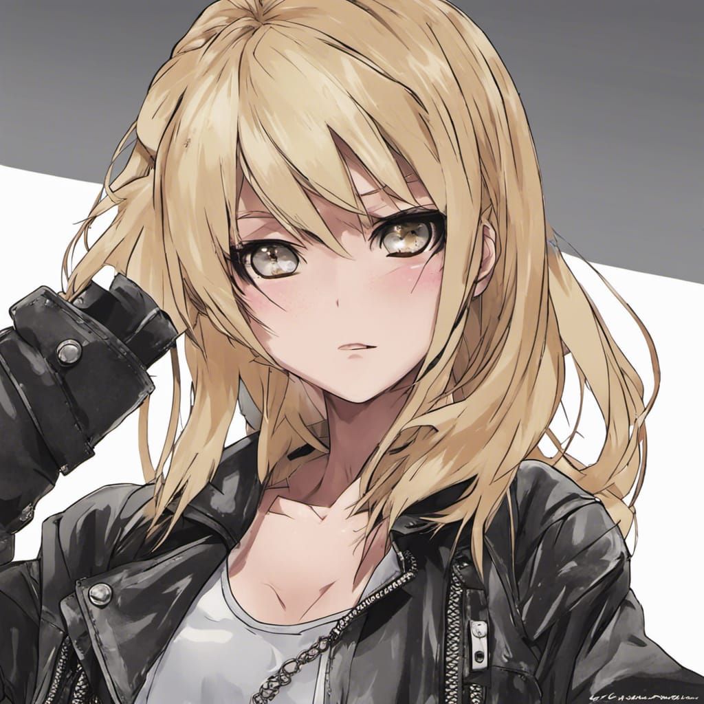 Blonde Punk Girl in Anime Style