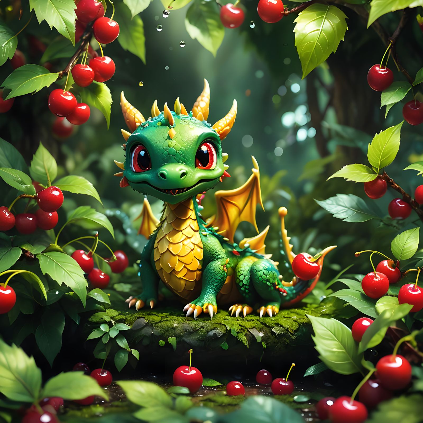 Dragon Cherry Fusion: A Whimsical Digital Creation