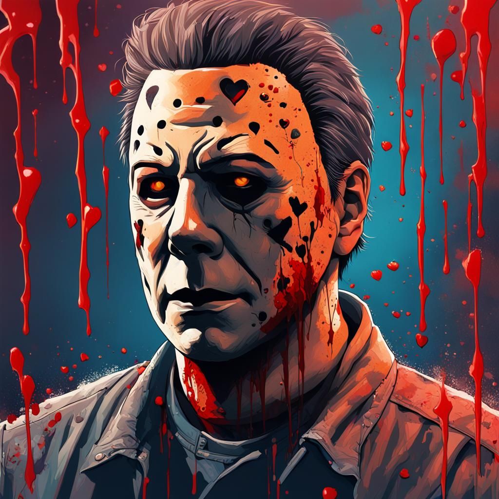 Hyperrealistic Michael Myers Portrait in Splash Art Style