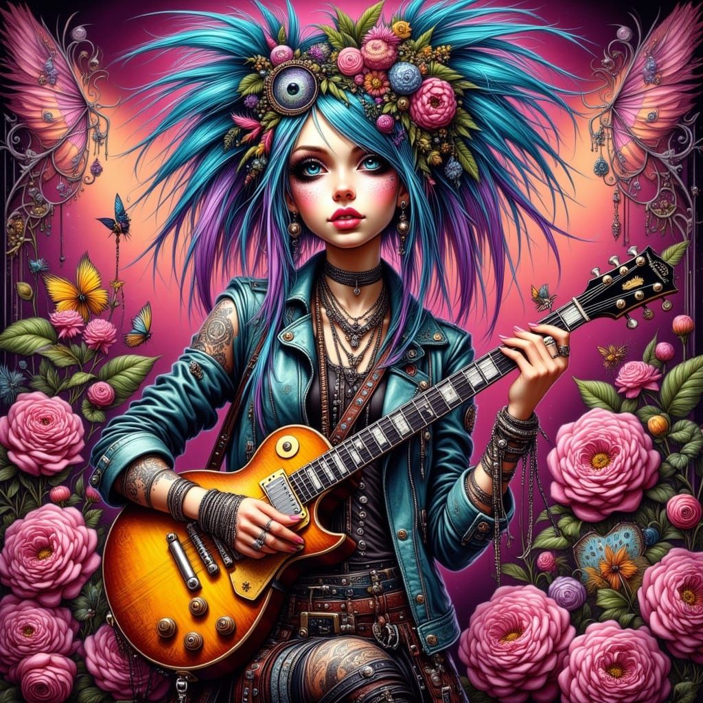 Punk Rocker with Electric Guitar