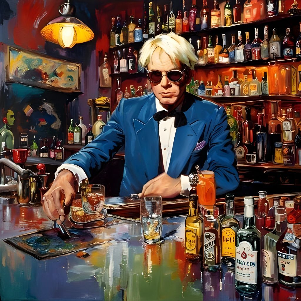 Andy Warhol working as a bartender