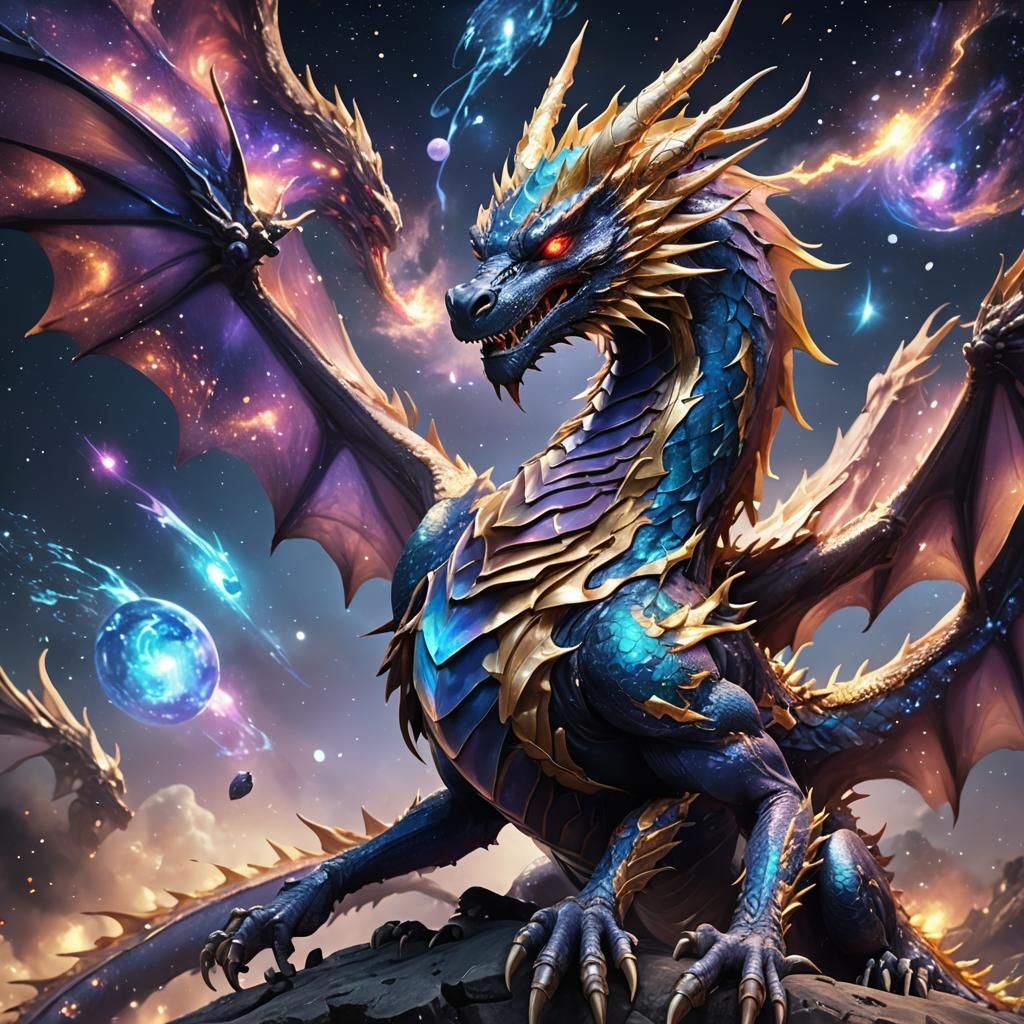 Stunning 3D Galaxy Dragon Anime Art