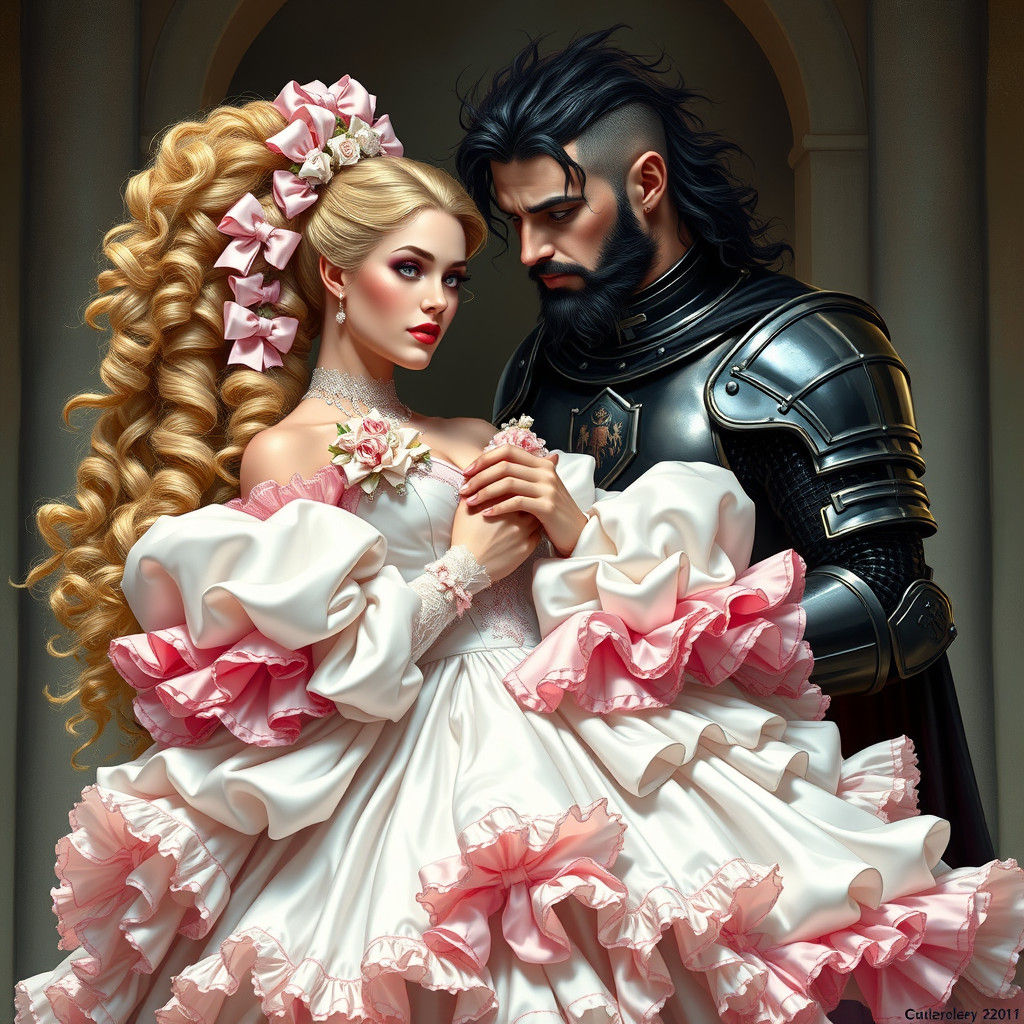 Dark Knight and Princess, Frazetta-esque Scene