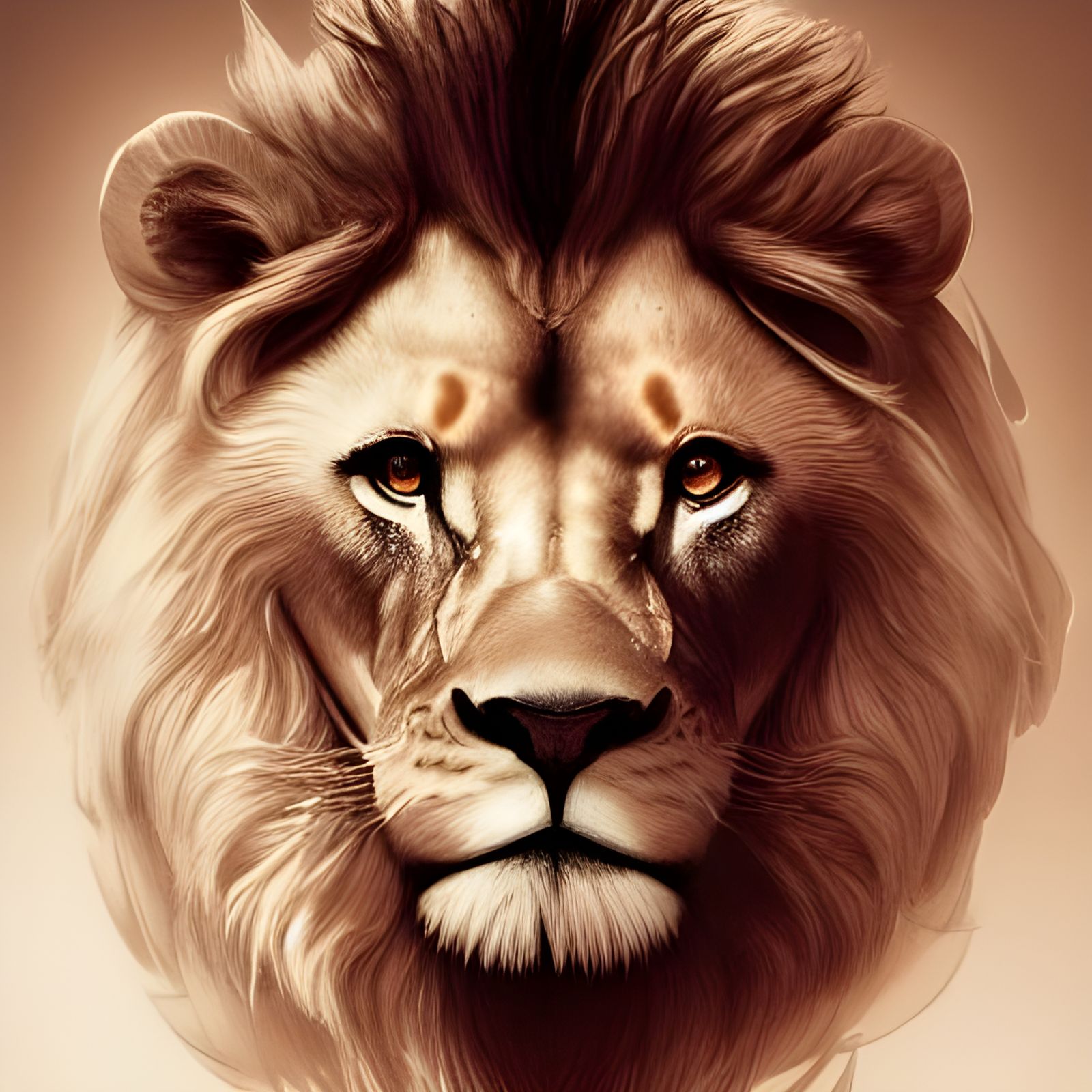 Majestic Lion Portrait in Anime Style