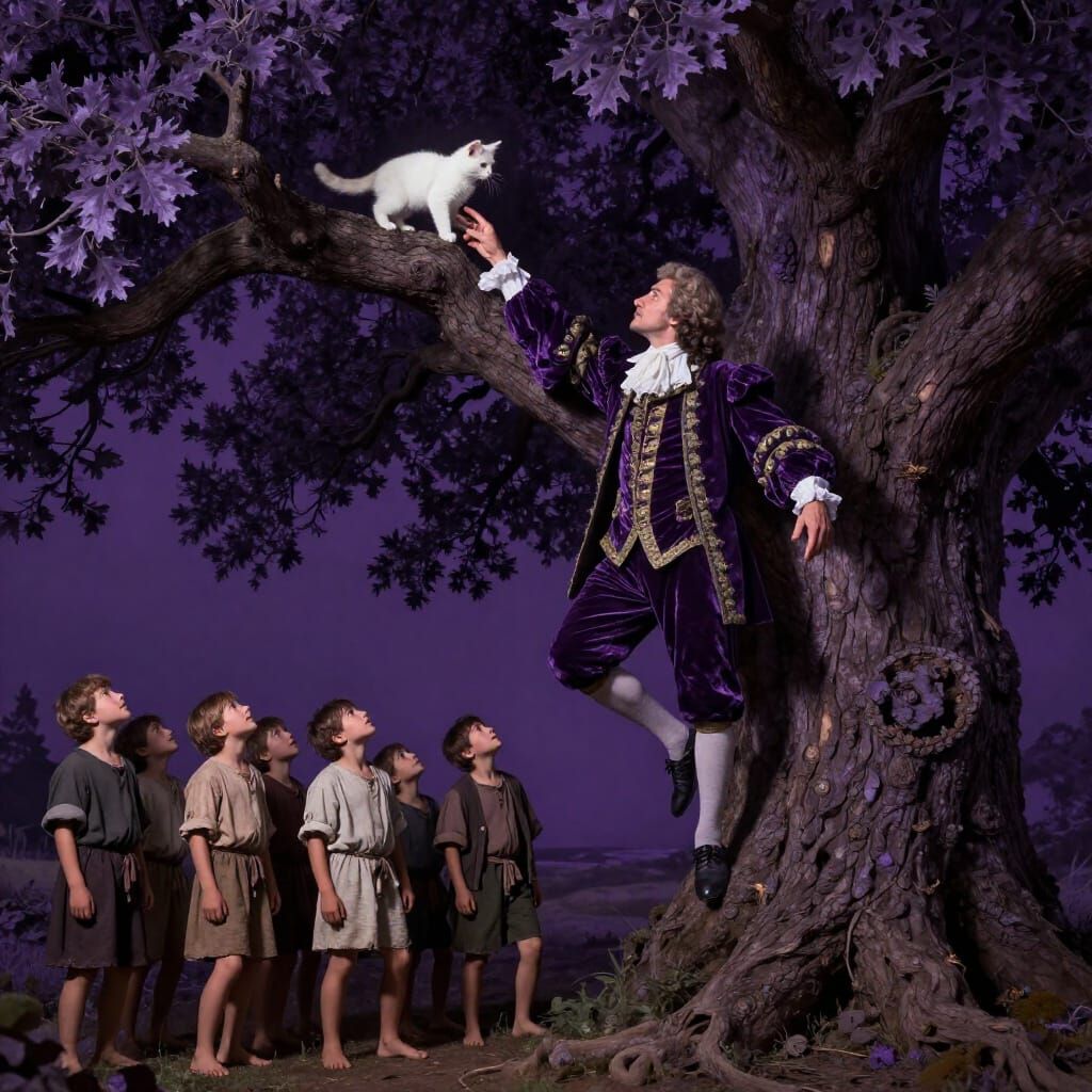 Baroque Man Saves Kitten From Giant Oak Tree