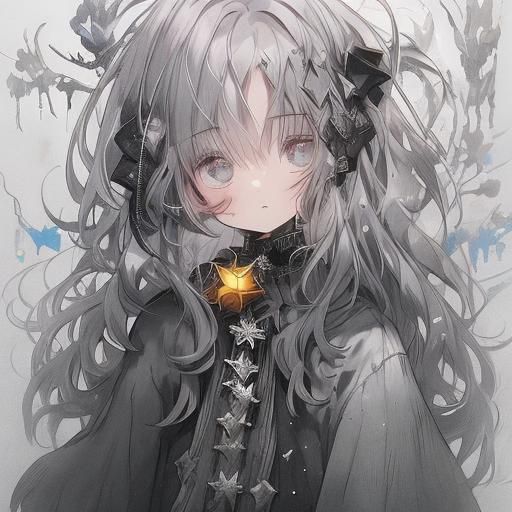 Detailed Matte Painting of Grey Hair in Anime Style