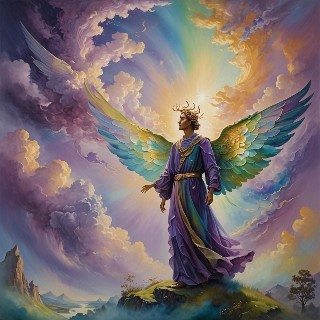 Mystical Being in Dreamlike Landscape, Surreal Oil Painting