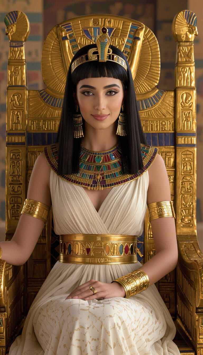 Pharaonic Queen on Golden Throne
