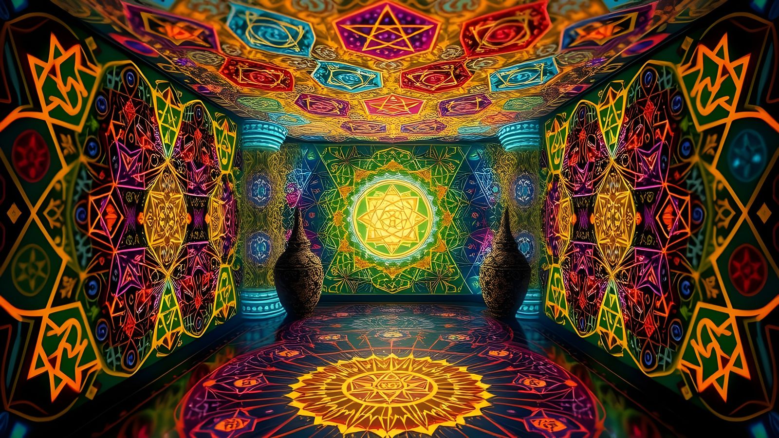 Detailed Sacred Geometry in Space Rooms