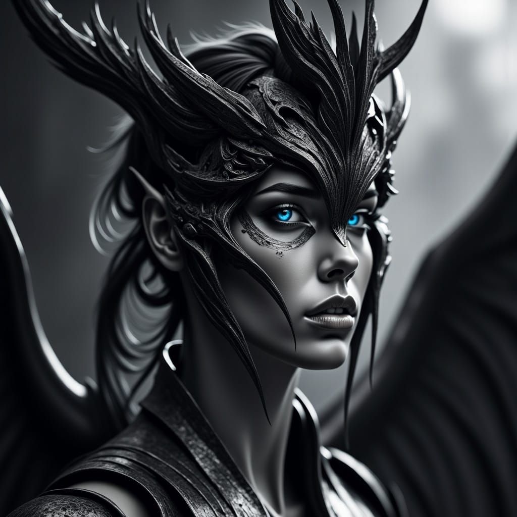 Dark Angel with Marble Skin Texture