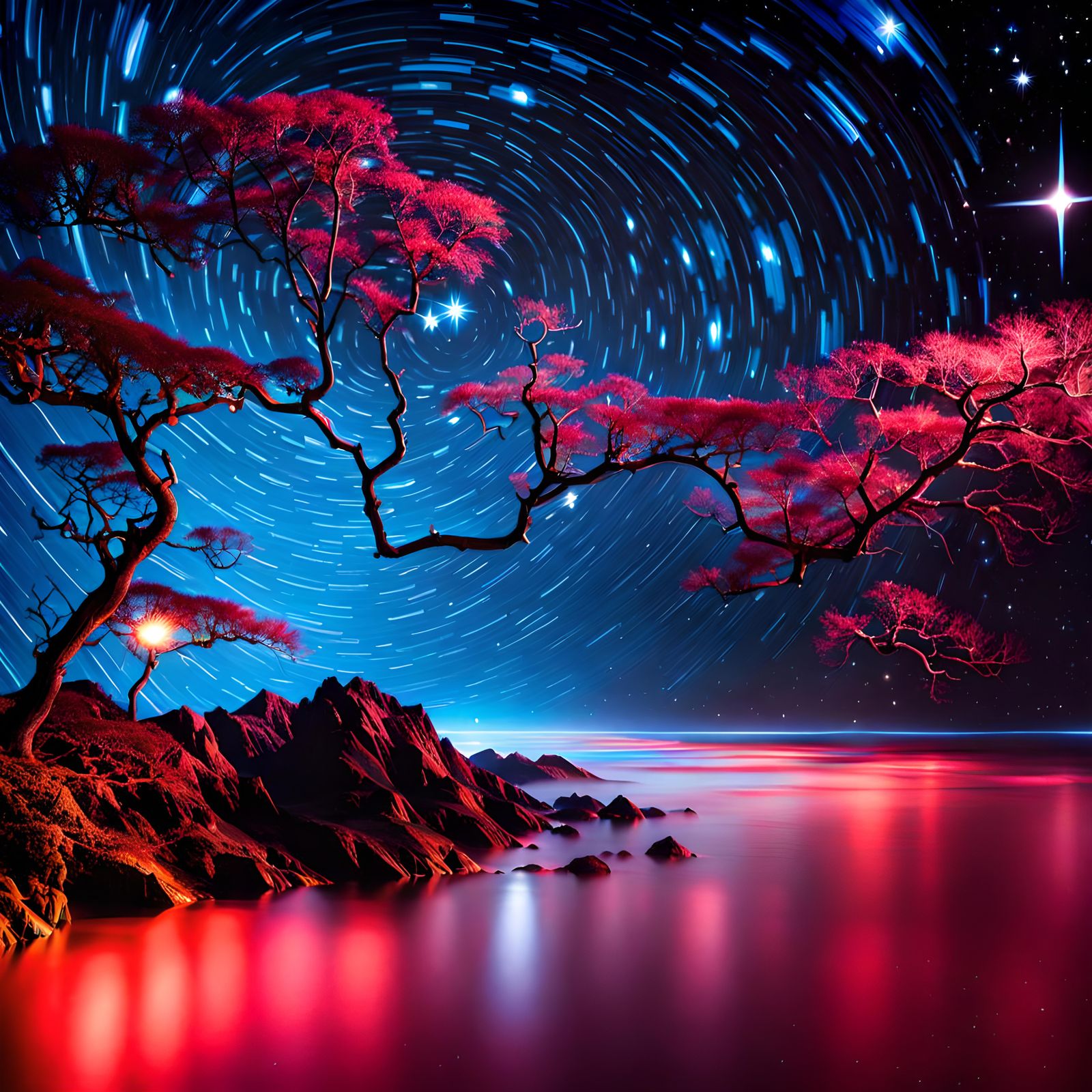 Cosmic Starscape with Swirling Nebulas