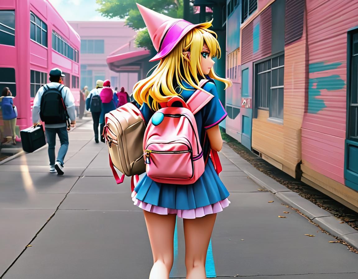 Dark Magician Girl Waits for School Bus