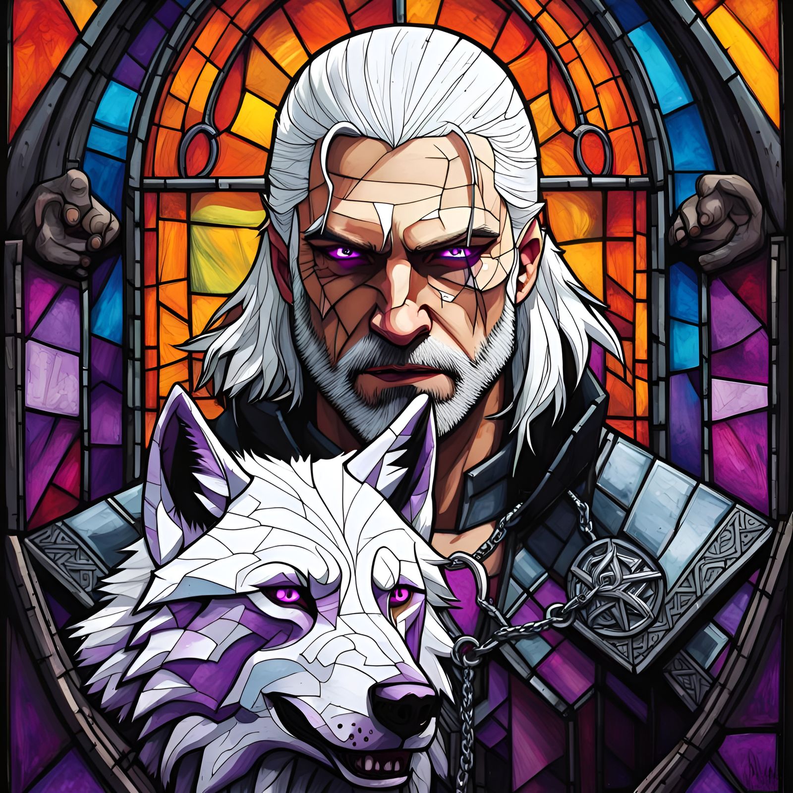Gothic Stained Glass Witcher: Geralt of Rivia