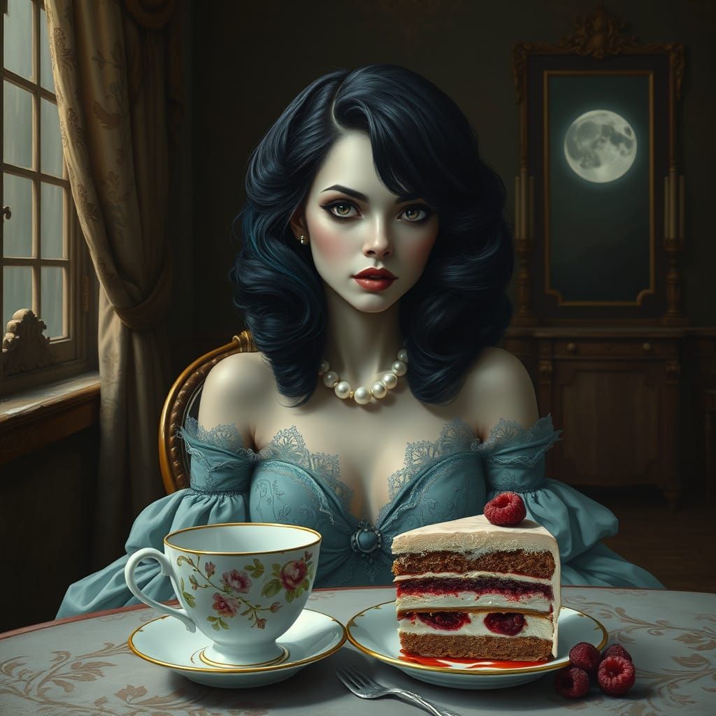 Ethereal Filipina Beauty in Decaying Rococo Tea Room